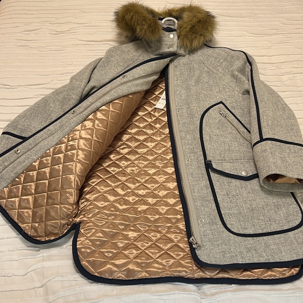 NWT J Crew Summit Parka in Italian Stadium Cloth Wool Size 4 - Picture 4 of 10